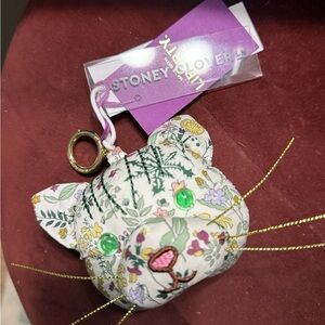Stoney clover puffy cat bag charm made with liberty fabric